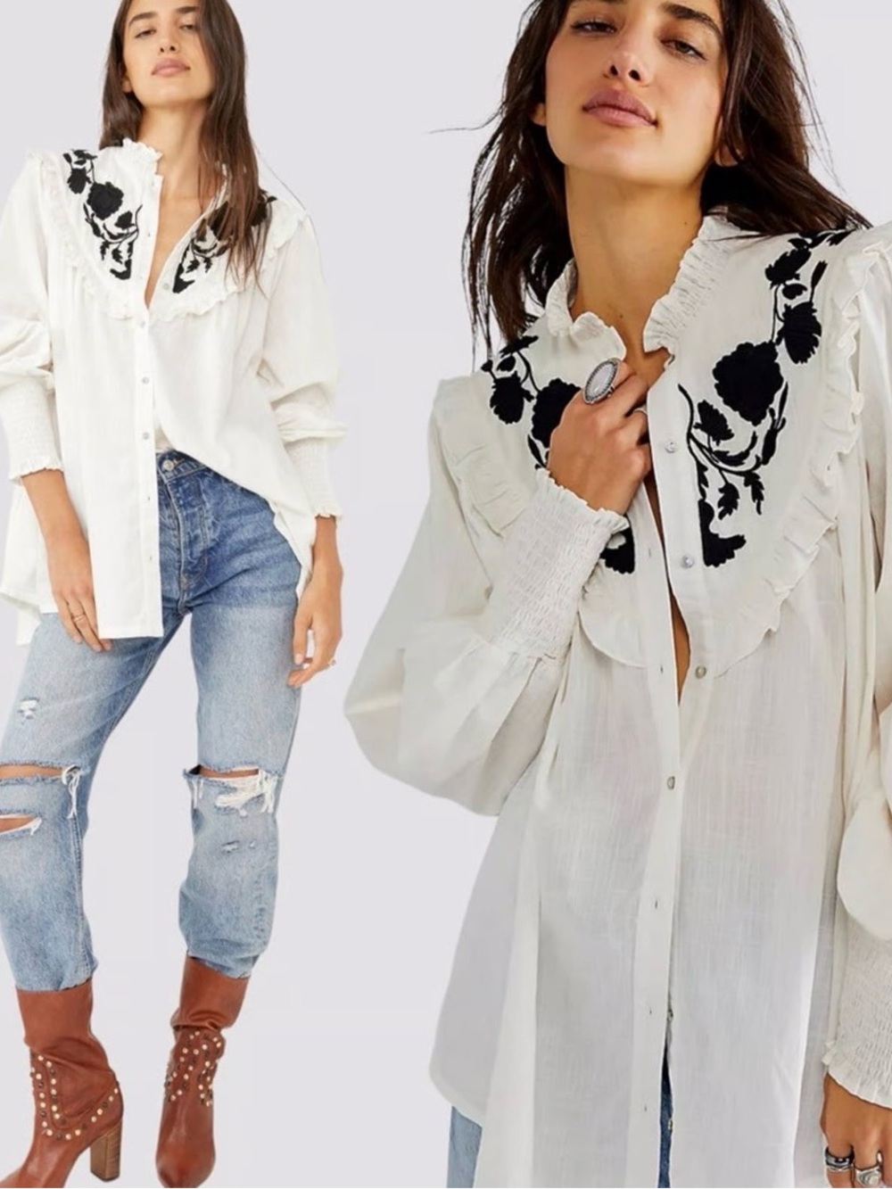 Free People Rose Vines Embroidered Blouse - Picture 8 of 8